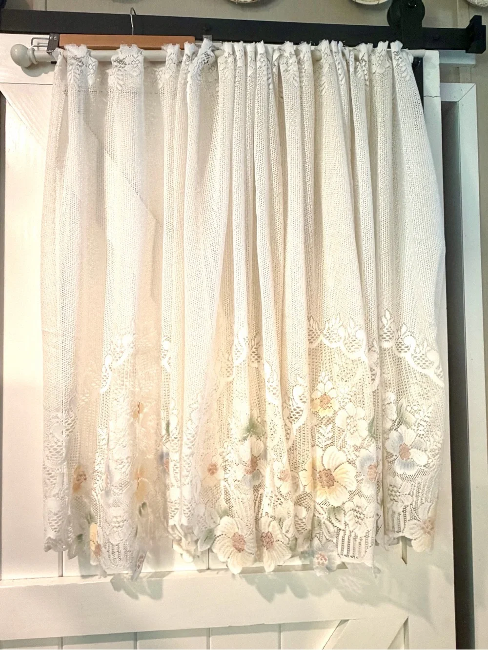 Vintage Floral Lace Curtains - Set of 4 Panels